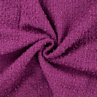 Tissu tweed rayures texturées magenta