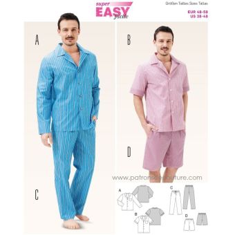 Patron Burda 6741 Pyjama homme du 48 au 58