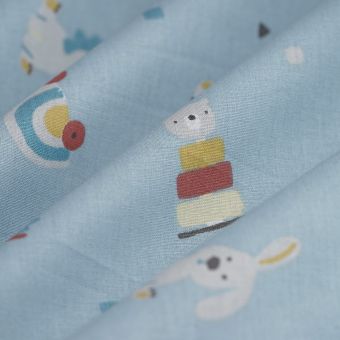 Tissu cretonne douplo bleu