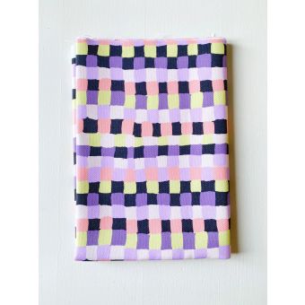 SQUARES MAUVE TISSU IMPERMEABLE AU METRE