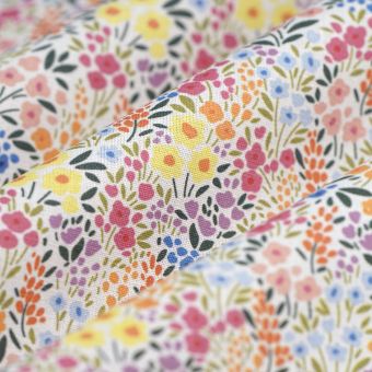 Tissu cretonne fleurs des champs multicolore