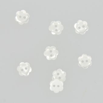 Boutons forme petite fleur blanc 11 mm  MT