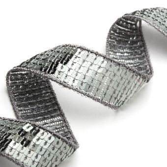 Ruban à sequins carrés - Gris 25 mm MT