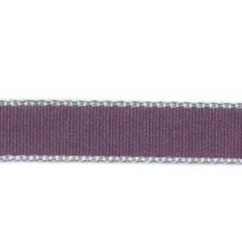 Ruban gros grain bordure géométriques 6 mm prune
