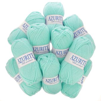 Lot de 10 pelotes de fil à tricoter Azurite 50g 100% acrylique - Col. 3033 Menthe 