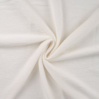 Maille seersucker imprimée fine rayure écru