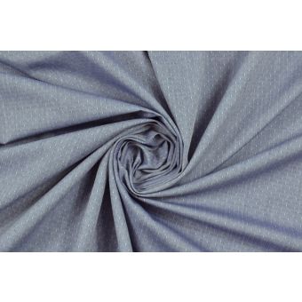 Coupon 300x150cm de Chambray de pur coton jacquard à pois