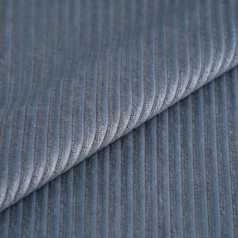 Tissu velours côtelé grosses côtes BigBoy bleu gris