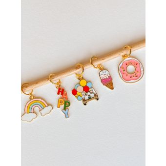 Lot de 5 anneaux marqueurs de maille Happy - Hello Kim