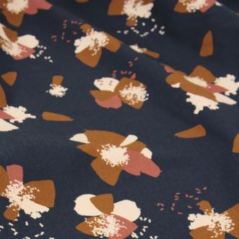 Maille jersey coton bio Anémona bleu encre - Églantine et Zoé