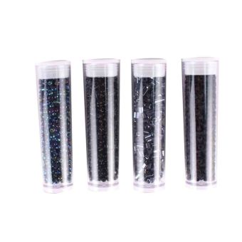 Perles rocaille tubes 8g noir 4 pièces