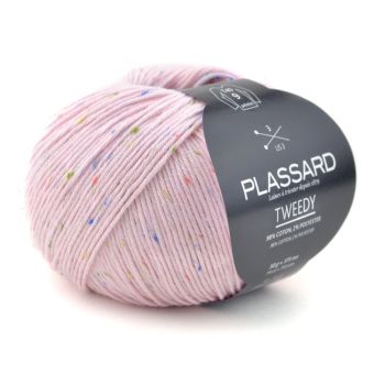 Pelote de fil à tricoter Tweedy rose pâle 175m - Plassard