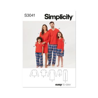 Patron simplicity s3041.a - short, pantalon, haut et tunique tricot enfants, ado et adultes 34-52