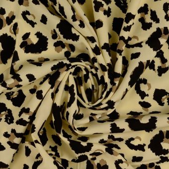 Tissu popeline viscose tache léo noir écru