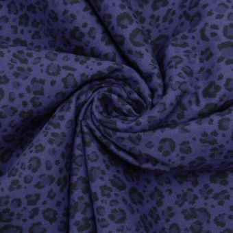 Coupon 3 mètres toile de coton imprimée léooard bleu indigo - Promod Couture