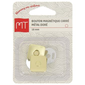 Bouton magnétique carré 18-20 mm doré mat x1