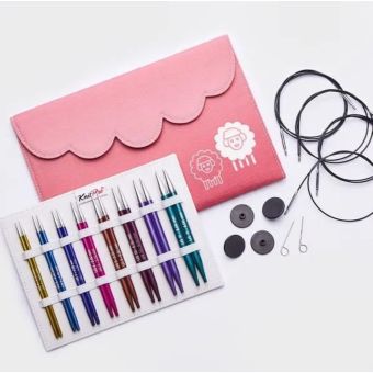 Coffret zinc rose aiguilles interchangeables KnitPro Deluxe