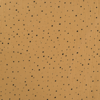 Tissu double gaze pois noir Foil caramel