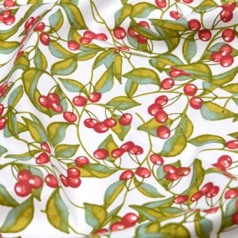 Tissu cretonne imprimé amarena rouge