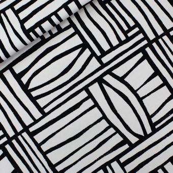 Tissu gabardine motifs Permecube noir et blanc - See You At Six