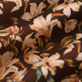 Tissu satin floral recyclé bordeaux
