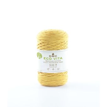 Pelote de fil à tricoter Eco Vita 4 - coton recyclé jaune n°9