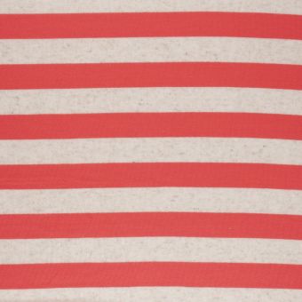 Tissu jersey rayé corail beige