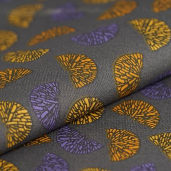 Tissu popeline coton éventail multicolore anthracite