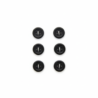Carte de 6 boutons unis 12 mm noirs