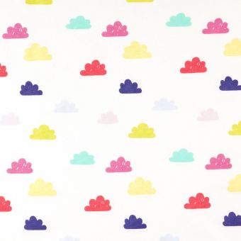 Tissu jersey blanc blanc nuages