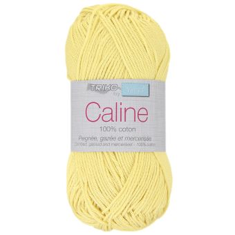 Pelote fil à tricoter Caline 50g 100% coton mercerisé - Col. 100 Jaune pâle