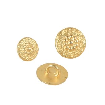 Bouton métal fleurs or