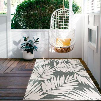 Tapis extérieur, kilim reversible LYN2 P REVERSIBLE, vert, beige