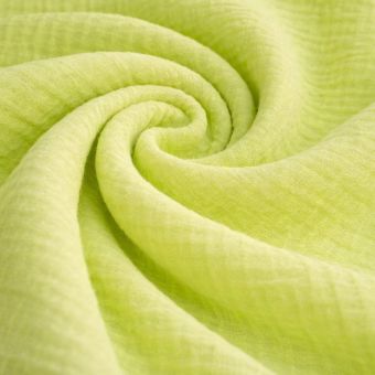 Tissu double gaze uni bio jaune neon