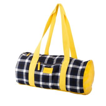 Sac tricot tartan noir et jaune