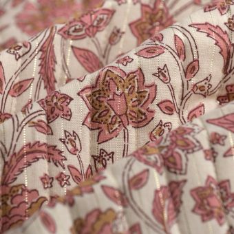 Tissu matelassé block print fil métallisé multicolore 