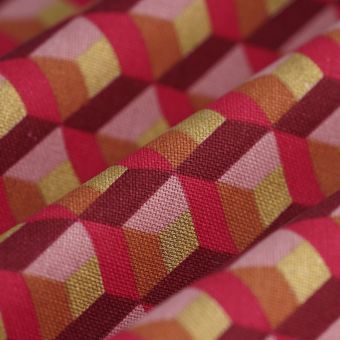Tissu bachette géométrique or fuchsia