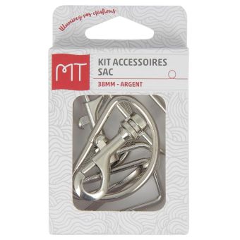 Kit accessoires sac 5 pièces argent 38mm