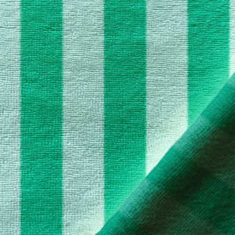 Tissu micro éponge rayée 3cm bicolore verte et menthe