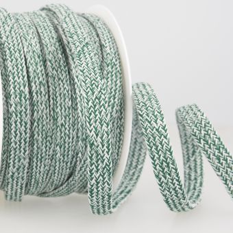 Cordon tressé plat chiné vert foncé 12mm