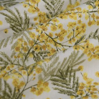 Tissu cretonne enduite mimosa jaune