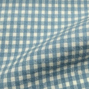 Tissu fil teint petit vichy menthe et bleu 2mm recyclé