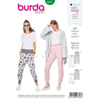 Patron Burda 6317 Pantalon Jogging pour femmes du 36 au 48