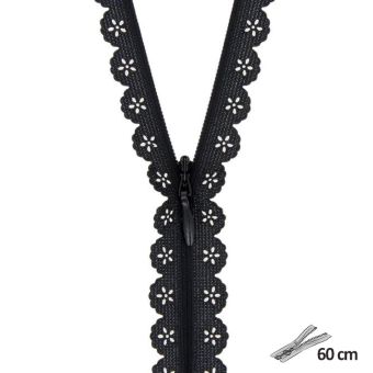 Fermeture dentelle géométrique n°3 - 60 cm Noir