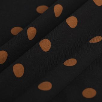 Tissu jersey coton pastille ocre noir