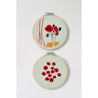 DMC Kit Mindful Making - duo kit de broderie duo champs de coquelicots