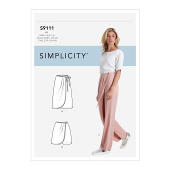 Patron Simplicity S9111.H5 - Pantalon Femme Portefeuille Ou Short & Jupe 34 - 42