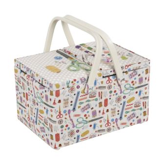 Boite à couture double couvercle - Broderie - 21 x 30.5 x 19.5 cm - Hobby Gift