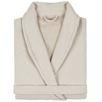 Peignoir nid d'abeille NATURAL col châle Col châle S