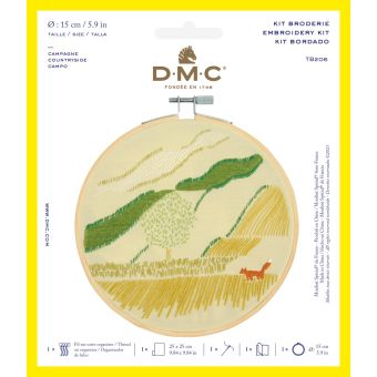 Kit broderie trad campagne toile jaune DMC